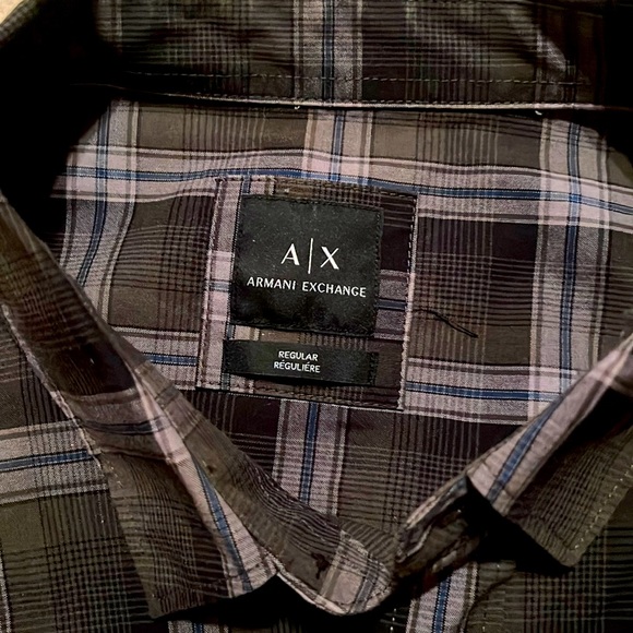 Mens XL Armani Exchange Green Plaid Button-up Shirt - Picture 3 of 6